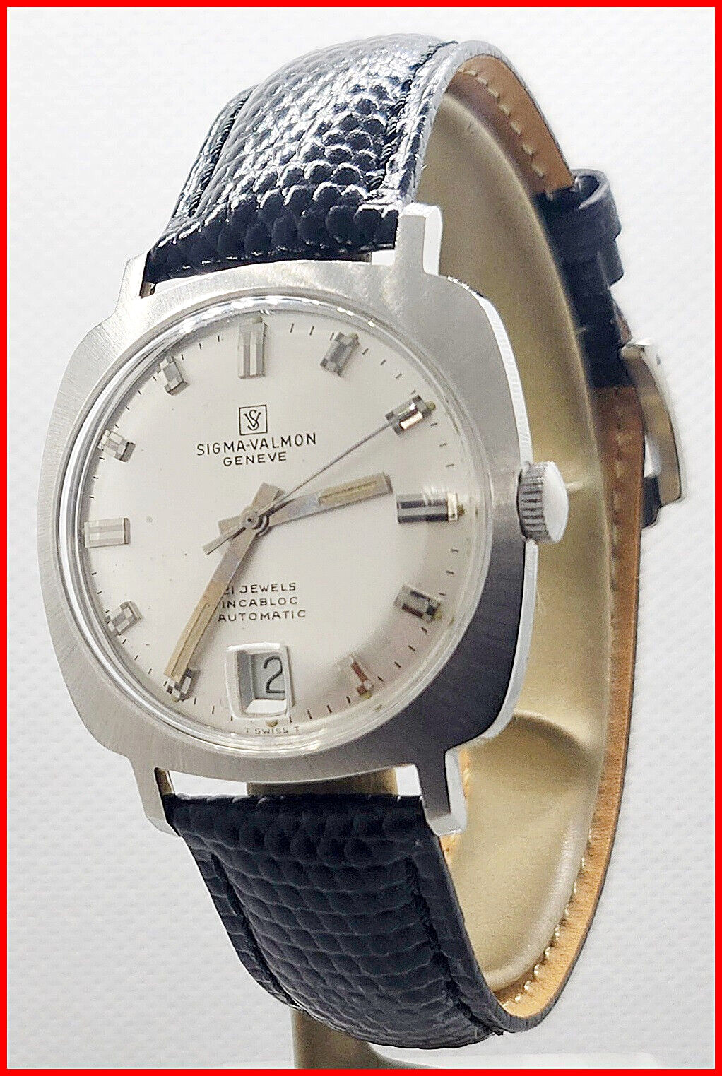 Rare Sigma-Valmon Geneve Automatic ETA 2452 Date 34mm Steel Men’s Watch Serviced