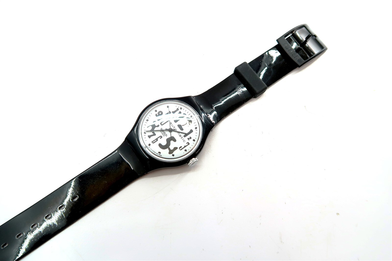 Swatch Automatic Watch BLACK BOARD SAB103 with Case & Papers 1995 NOS