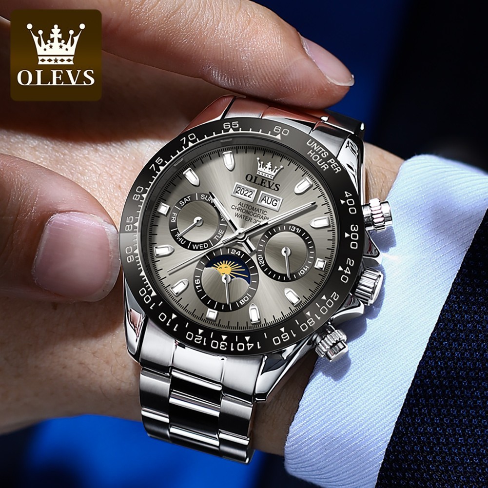 Automatic Mechanical Waterproof Watch Moon Phase Luxury Dial Men’s Men Strap