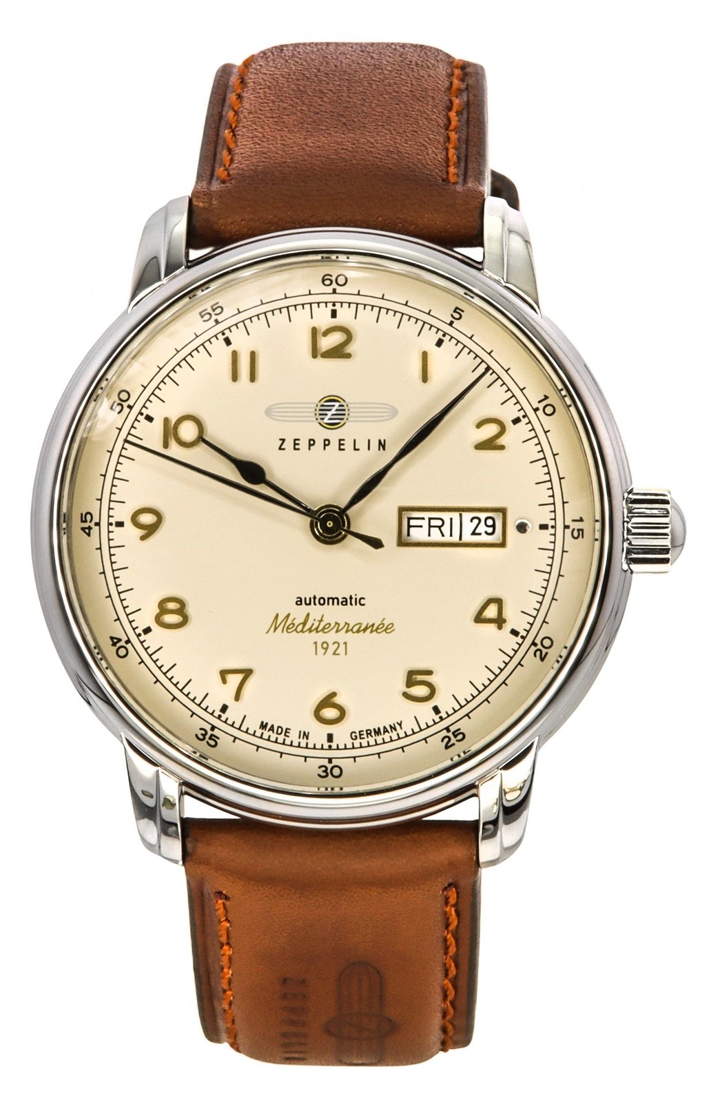 Zeppelin Mediterranee 1921 Leather Strap Beige Dial Automatic Z96645 Men’s Watch