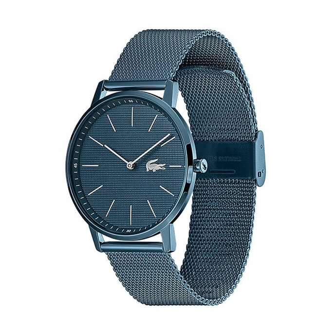 LACOSTE 2011057 MOON BLUE DIAL BLUE STAINLESS STEEL MESH BRACELET MEN’S WATCH