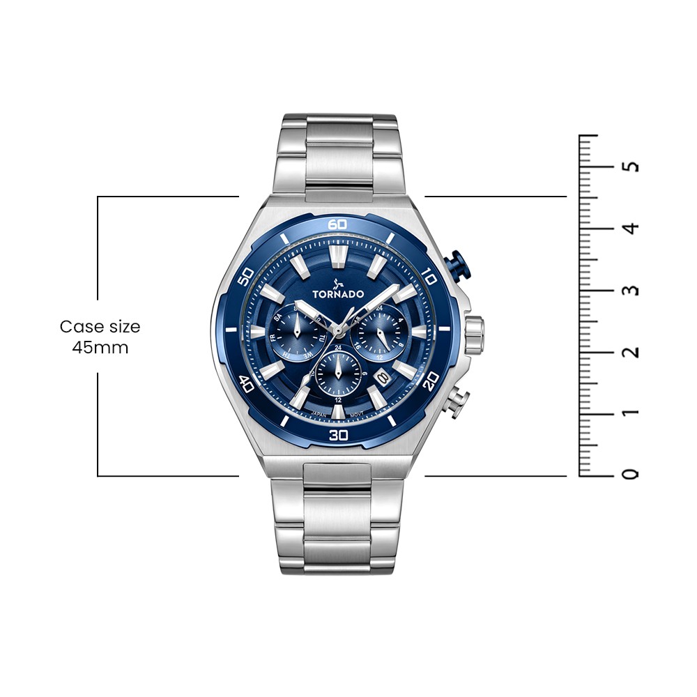 Tornado Strellar X Men’s Multi Function Watch | Blue Dial, 45mm, 100 m (10 ATM)