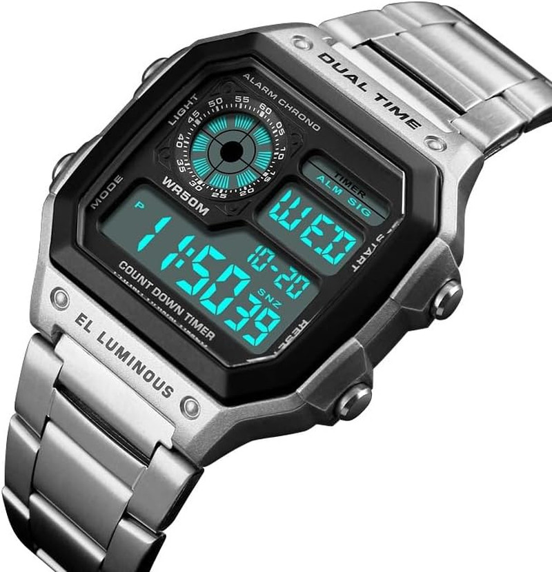 Reloj Para Hombre Casio Resistente Al Agua Acero Inoxidable Hora Mundial Plata