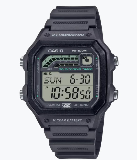 Casio Men’s Classic Digital Display Quartz Black Resin Watch WS-1600H-1AVCF