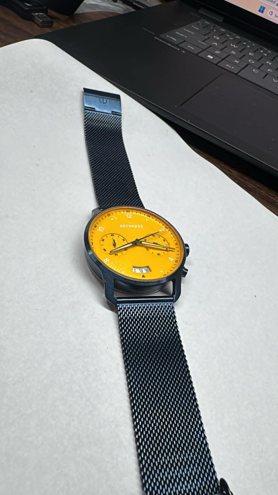New Blue Metalic YELLOW DIAL 42MM Detmaso quartz Chrono D02-50 G2312 (A40)