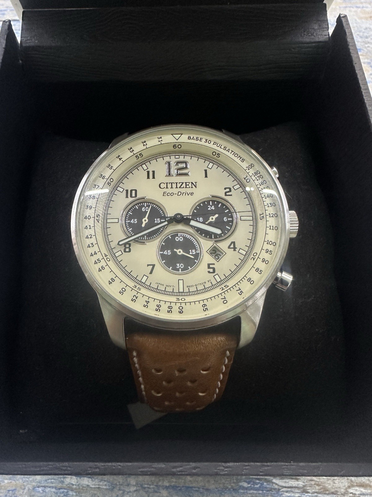CITIZEN Eco-Drive Leather Chronograph Men’s Watch CA4500-08X