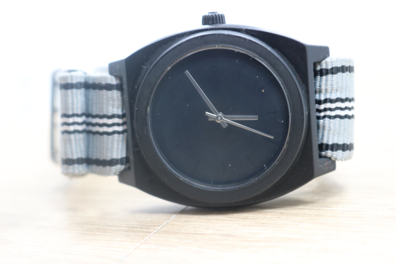 Nixon Time Teller P Minimal-Matte Black, Silver Hands Grey Strap New Battery