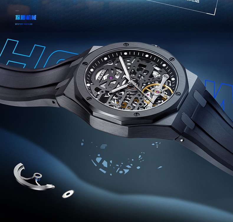 AILANG Luminous Skeleton Sapphire Crystal Tourbillon Automatic Mechanical Watch