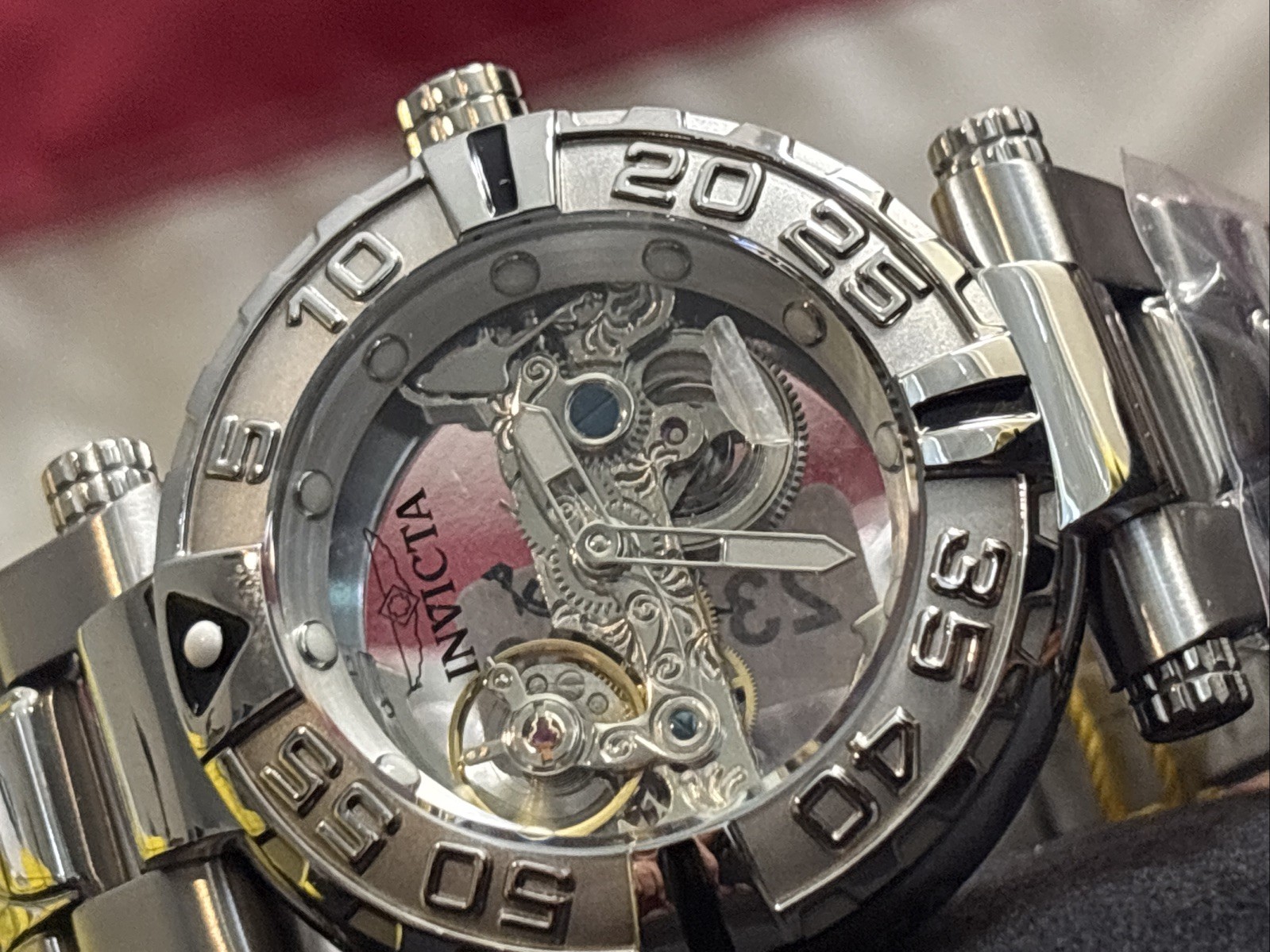 Invictas 47mm Automatic Silver “Subaqua” On SS Band Mens Big Boy Watch #49499