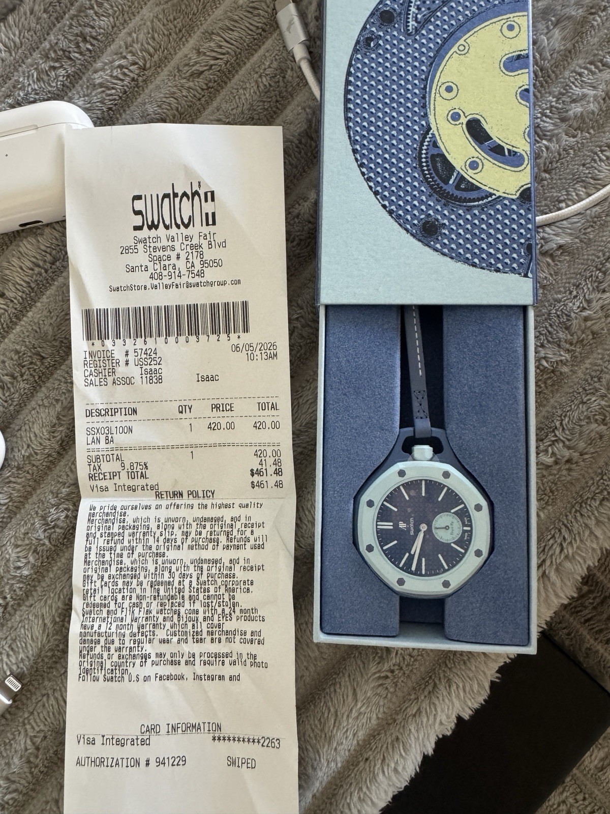 Audemars Piguet x Swatch “LAN BA” Watch with Receipt & certificate AP Royal Pop