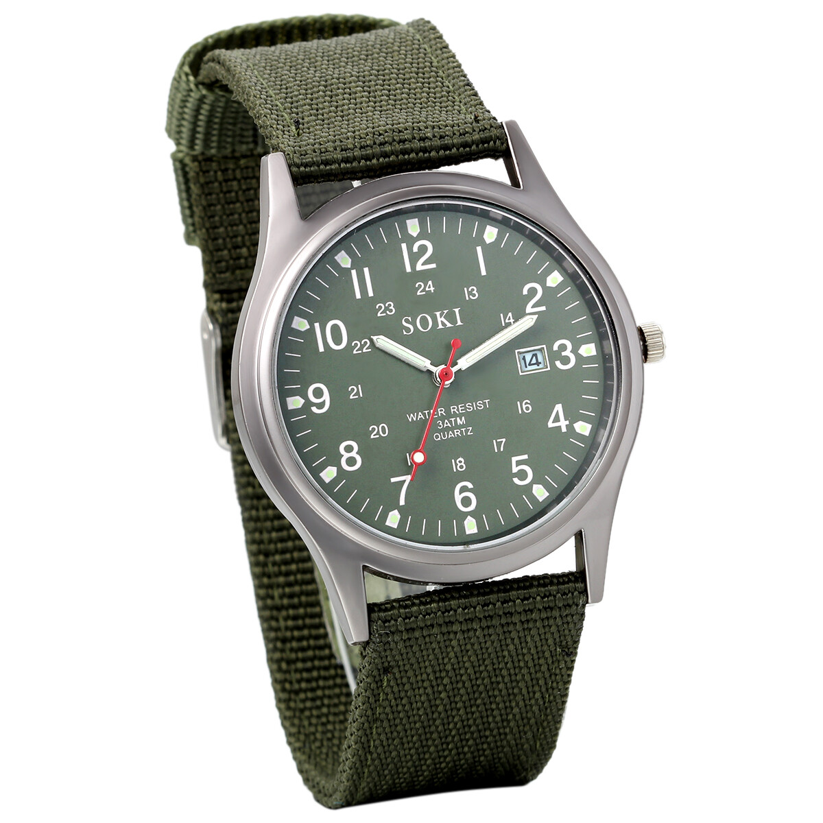 Men Military Luminous Wristwatch Nylon Band Round Analog Quartz Date Sport Watch