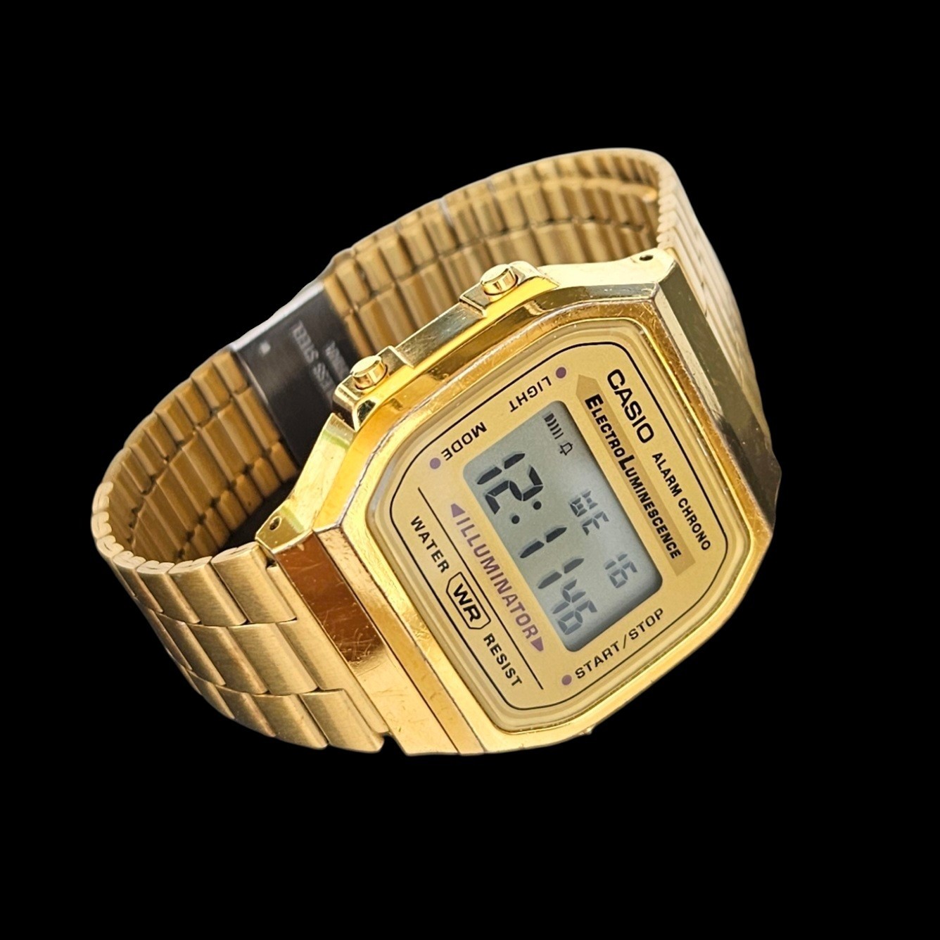 Casio Vintage Digital All Gold Tone Stainless Steel Unisex Watch A168