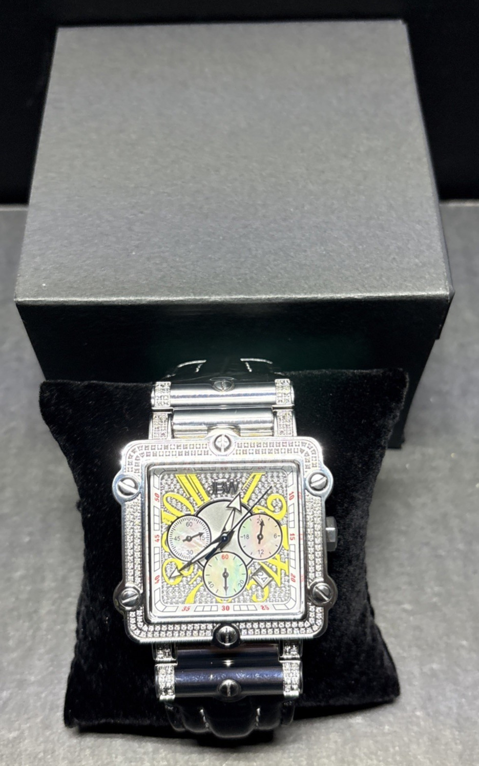 JBW Phantom 46mm Diamond Bezel Stainless Steel Chronograph Men’s Watch