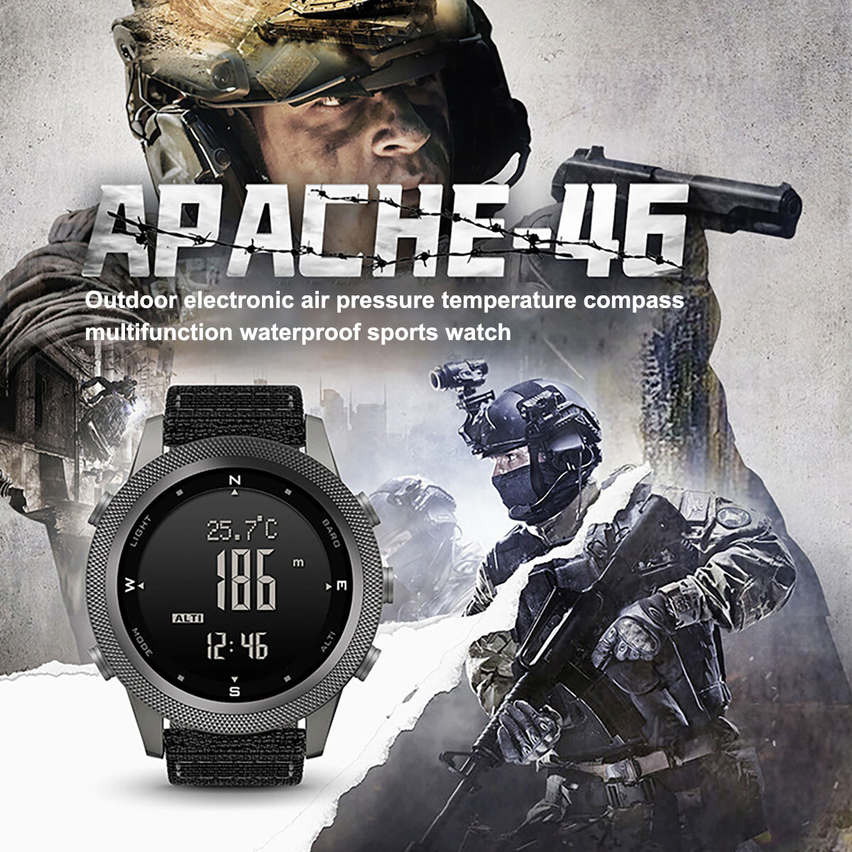 Military Men Sports Watch Waterproof Tactical Rugged Digital LED Wrist Watches.