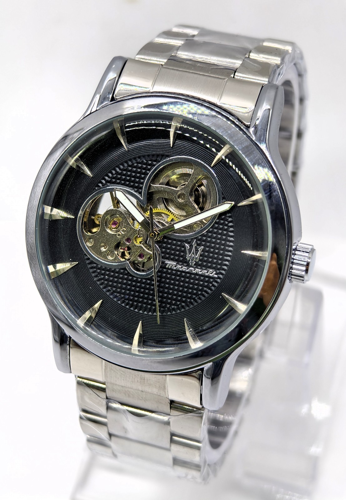 Fantastic Maserati Automatic Black Dial Silver Band Analog Men’s Wrist Watch
