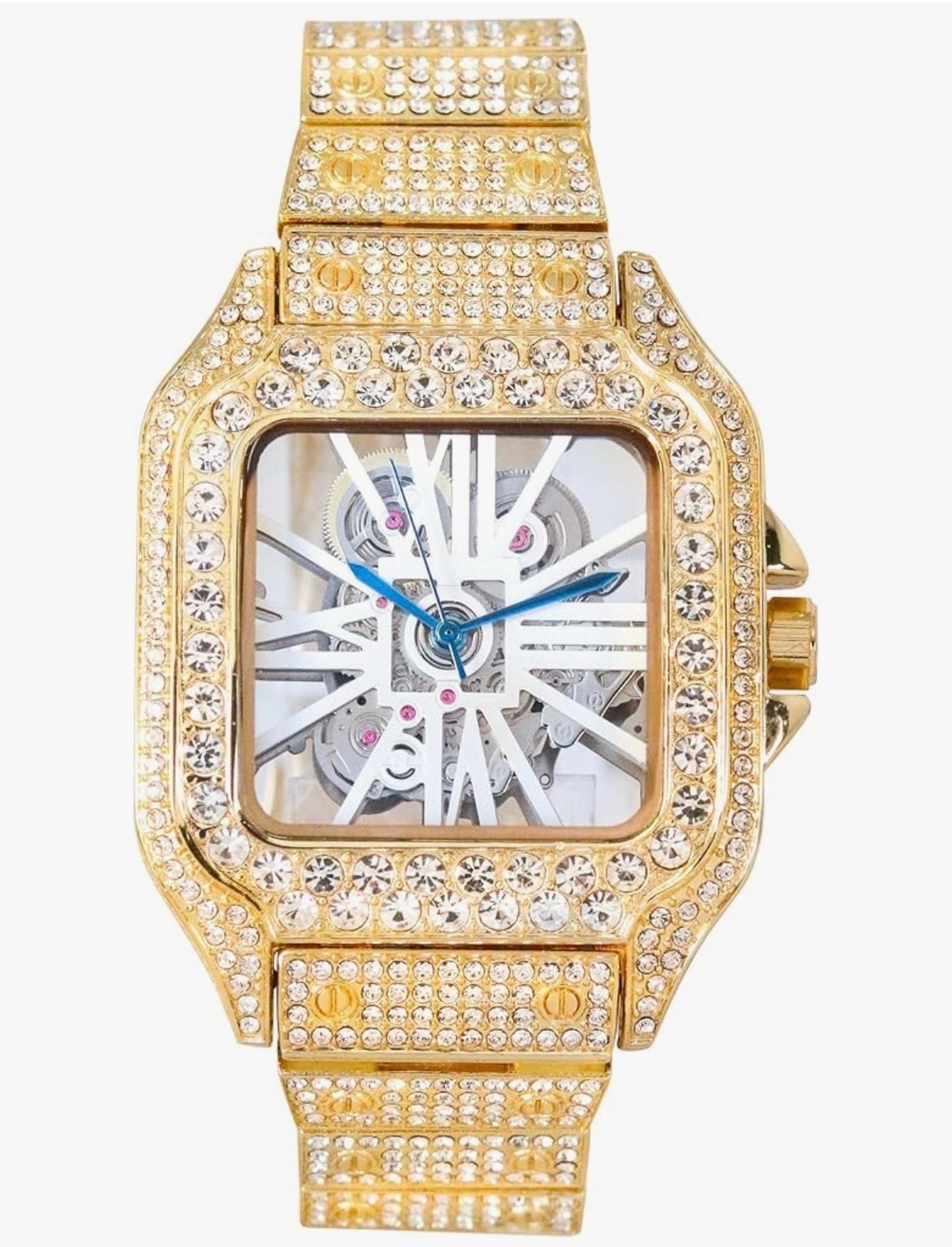 Skeleton Gold Dial VVS Iced Out Diamond Designer Watch Hip Hop Watch Fashion