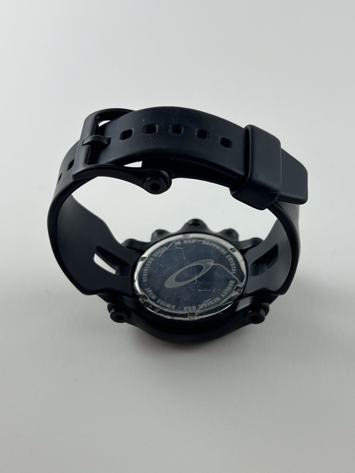 Oakley Holeshot 6-Hand Watch Stealth Black Stainless Steel Rubber Band Sapphire