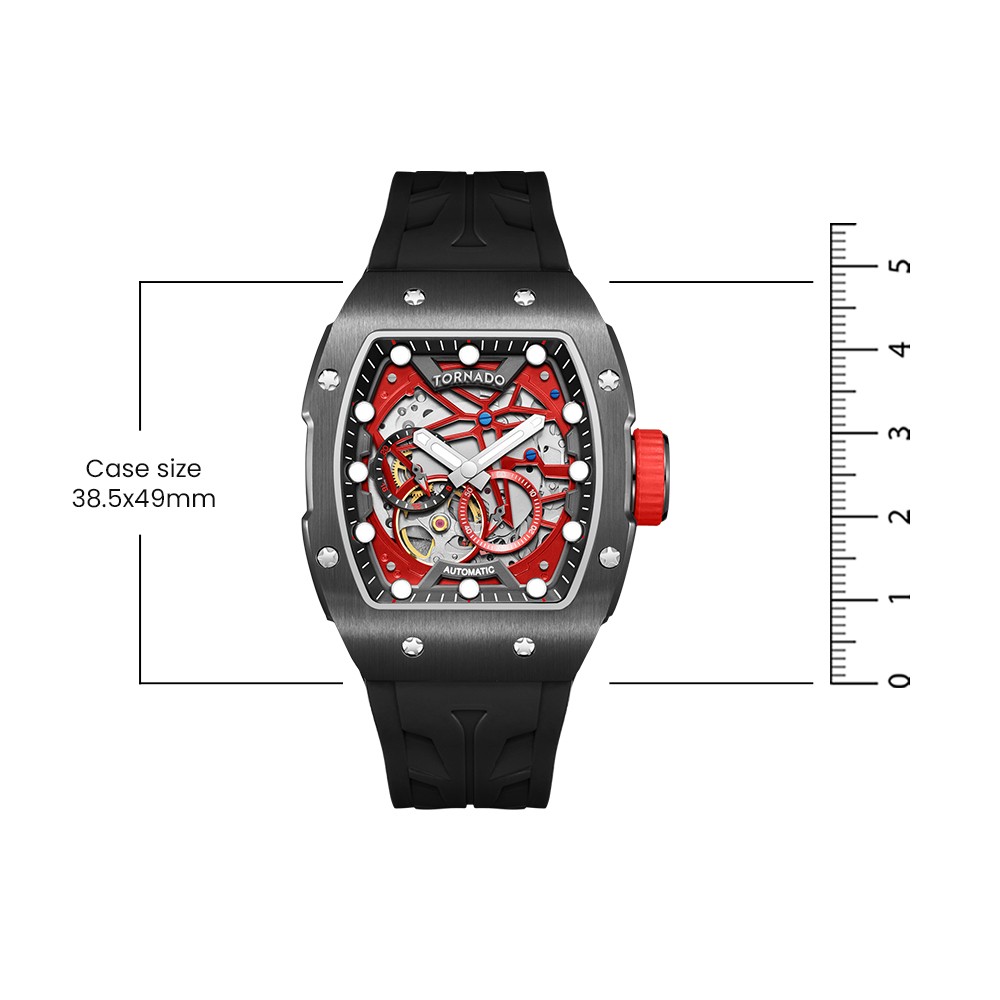 Tornado Xenith Men’s Automatic Watch | Black Dial, 38.5x49mm, 100 m (10 ATM)
