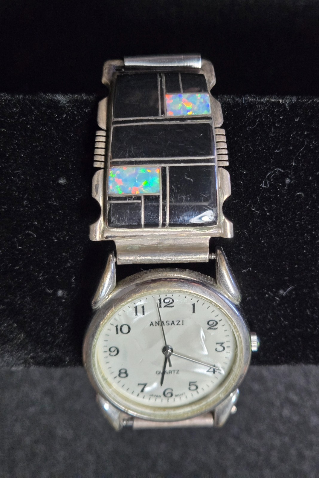 Inlaid Black Onyx & Blue Opal Anasazi Quartz Watch