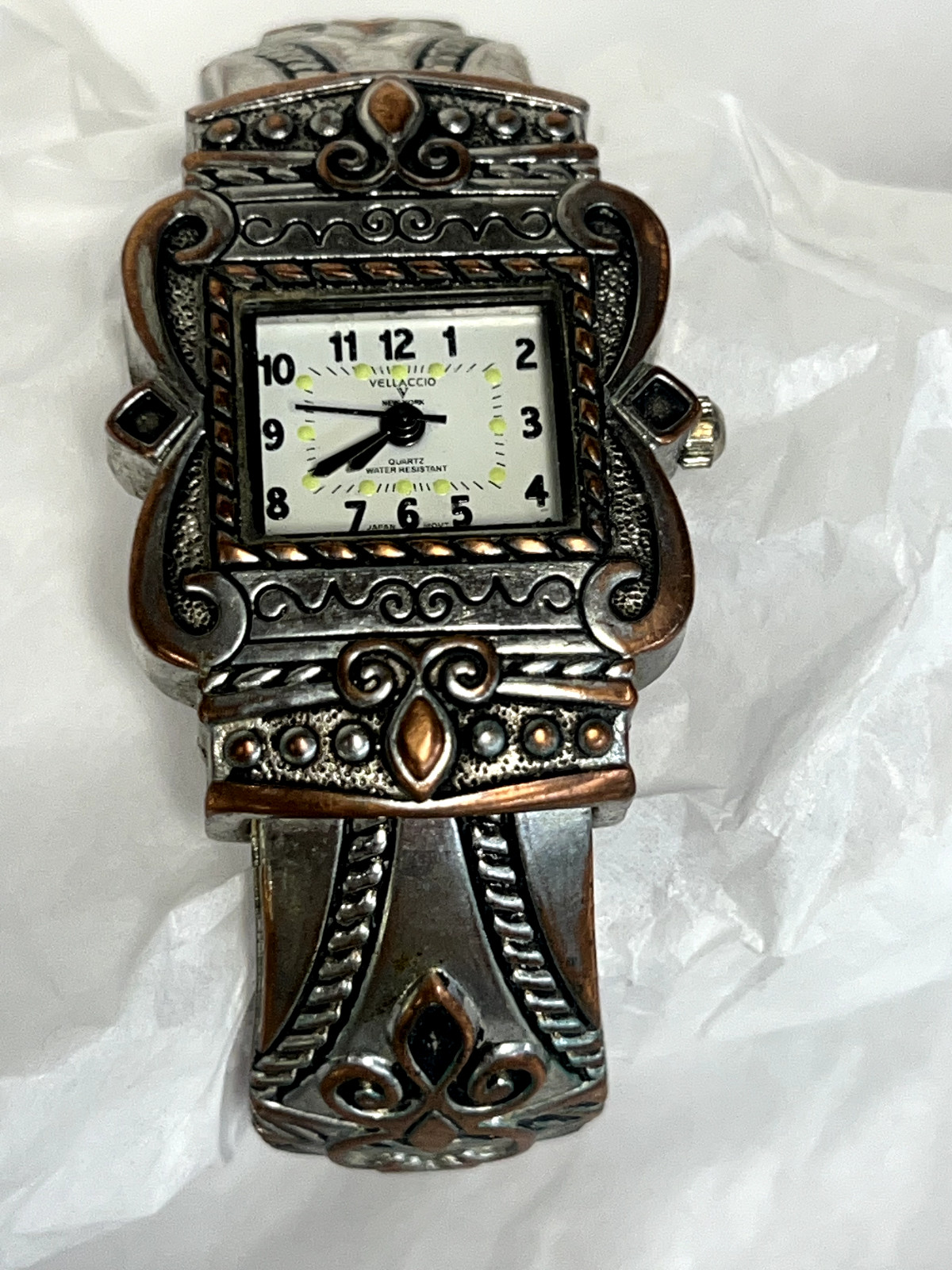 Velliccio Watch Women Two Tone Open Cuff Western needs battery Japan movement