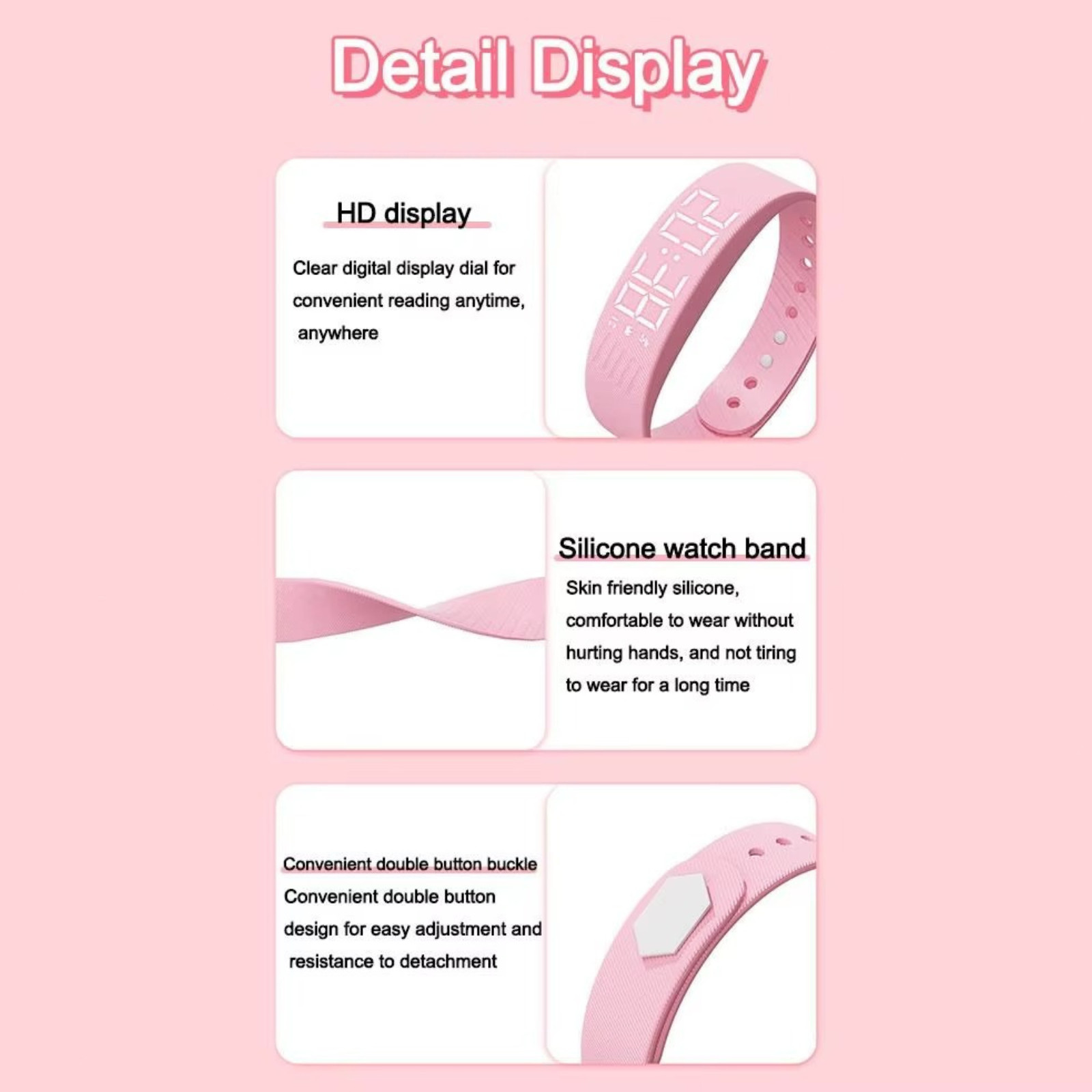 Vibrating Alarm Watch LED Digital Pedometer Waterproof Silicone Wristband Smart