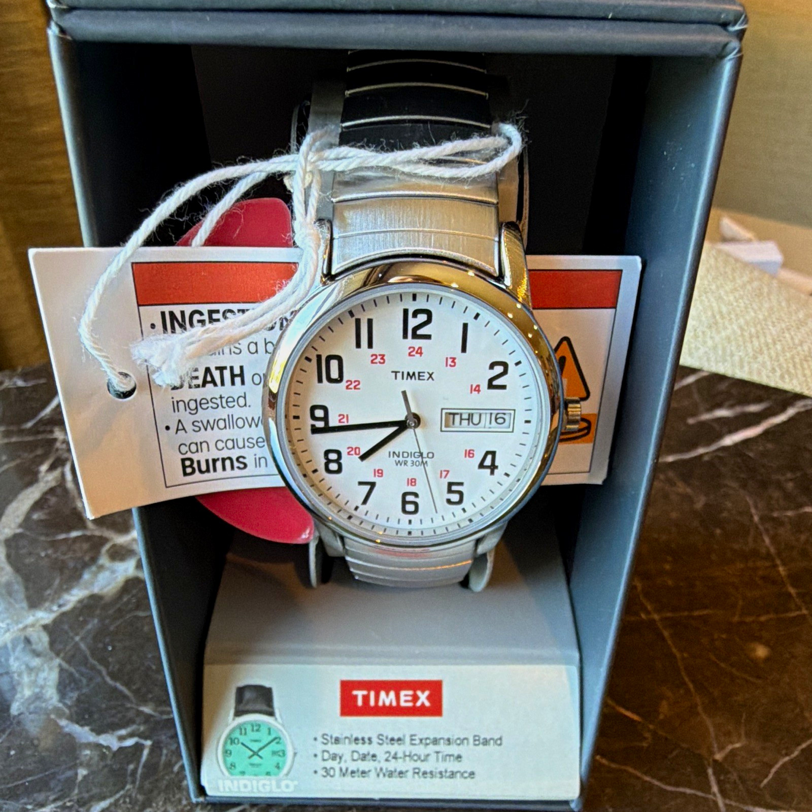 Timex Timecenter Indiglo Men’s Quartz Day/Date 30m SS Expansion Band w/ Box