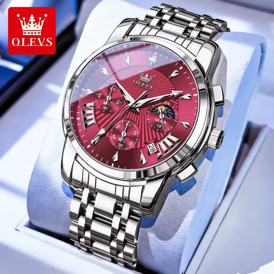 OLEVS 2892 Original Moon Phase Luminous Waterproof Quartz Watch For Men