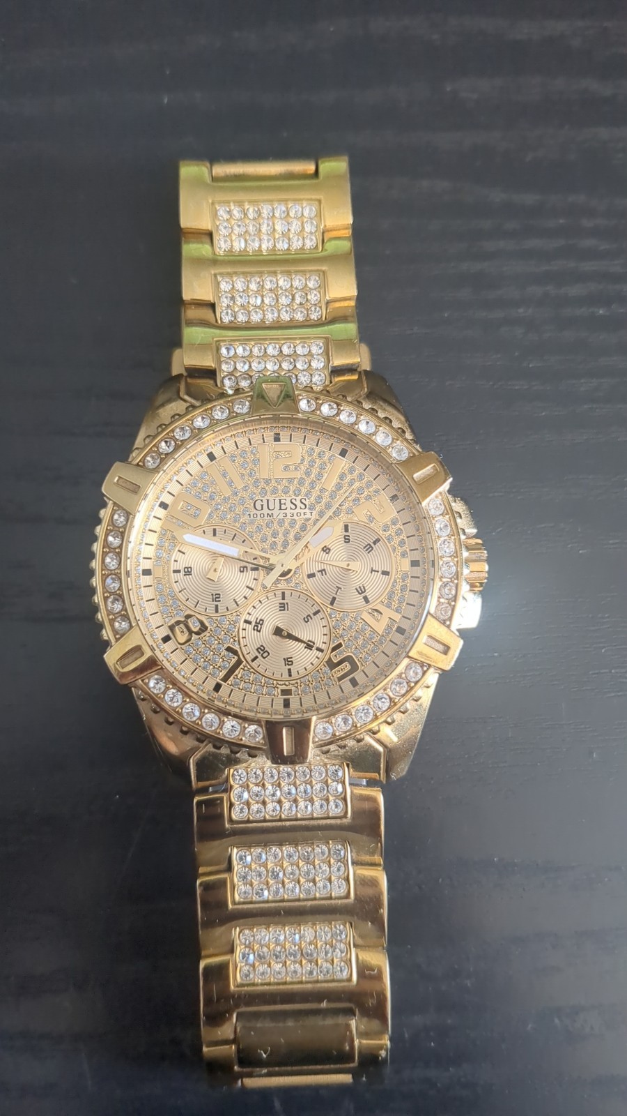 GUESS Men’s Gold Watch 100m/330ft Stainless Steel Water Resistant