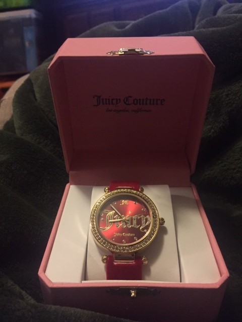 Juicy Couture Women’s Red Valour Strap Watch With A Gold Bezel NIB
