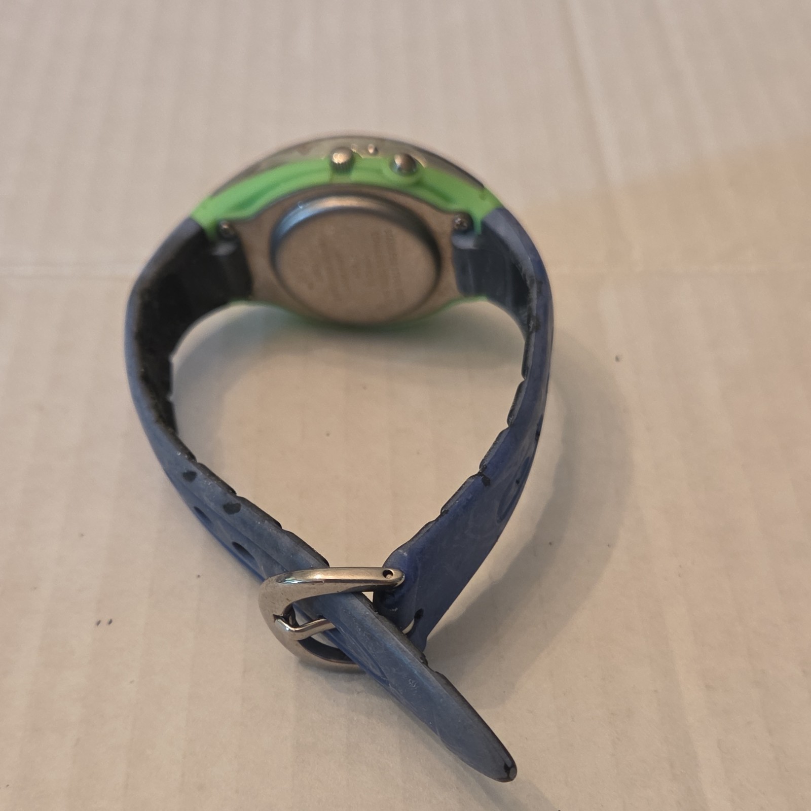 Green & Silver Dial Oval Wristwatch, Black Band, Silver Case, Arabic Numerals