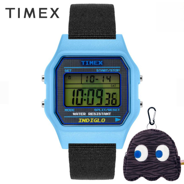 TIMEX TW2V94100 PAC MAN Digital Chronograph Quartz Digital Blue Black New