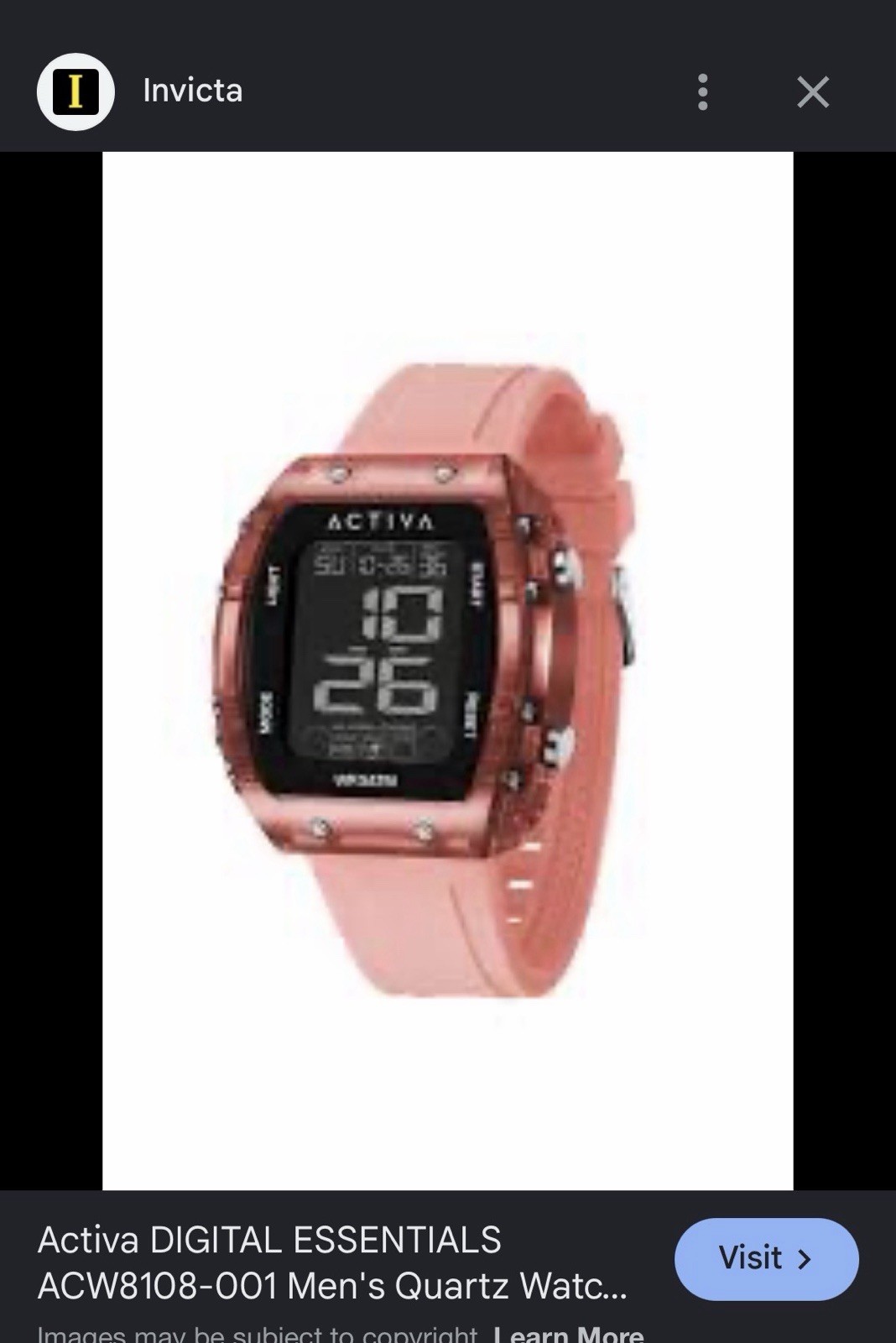 Activa Digital Essentials Men’s Digital Quartz 45mm Pink Silicone Strap 30m