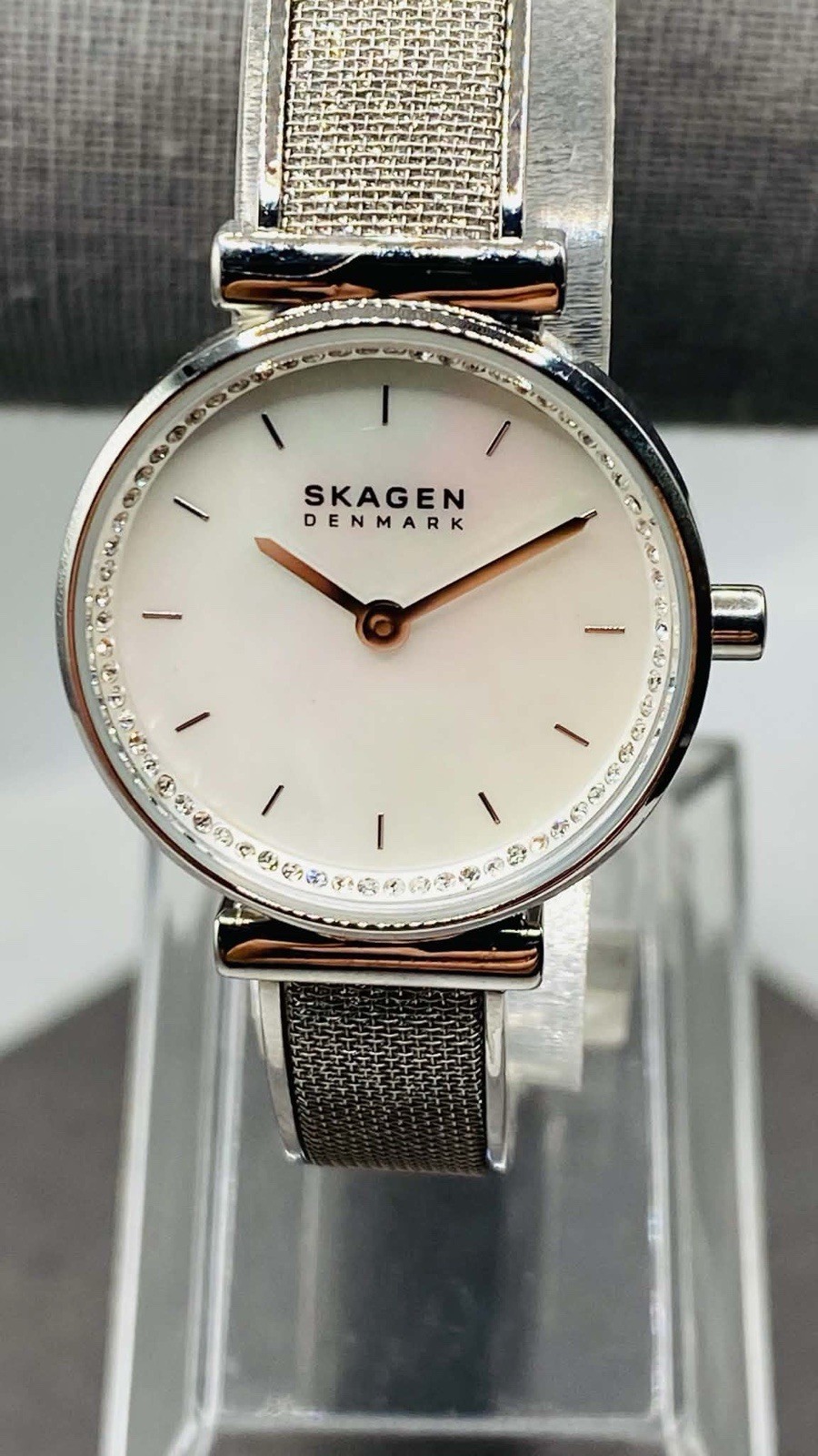 Skagen Annelie 25mm Steel Crystal White MOP Dial Ladies Quartz Watch SKW2793