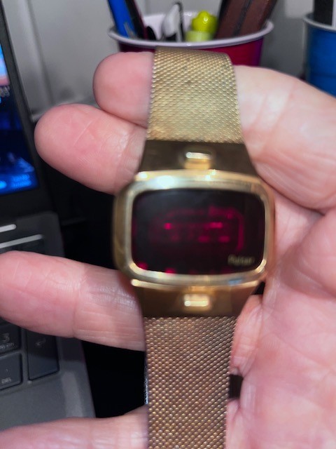 Vintage Watch Pulsar Time Computer P4 Model 3408, 14K Gold Filled
