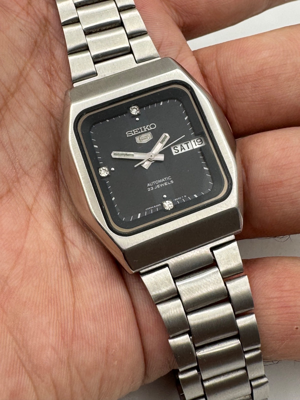 seiko 5 automatic 6349-501A black square for mans