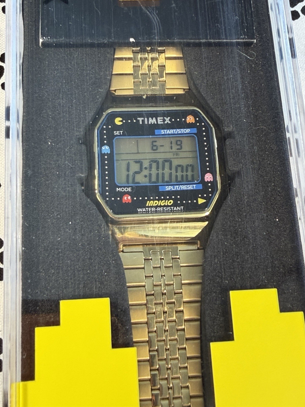 Timex T80 Pac-Man 40th Anniversary Gold Digital Watch Retro Limited Original Box