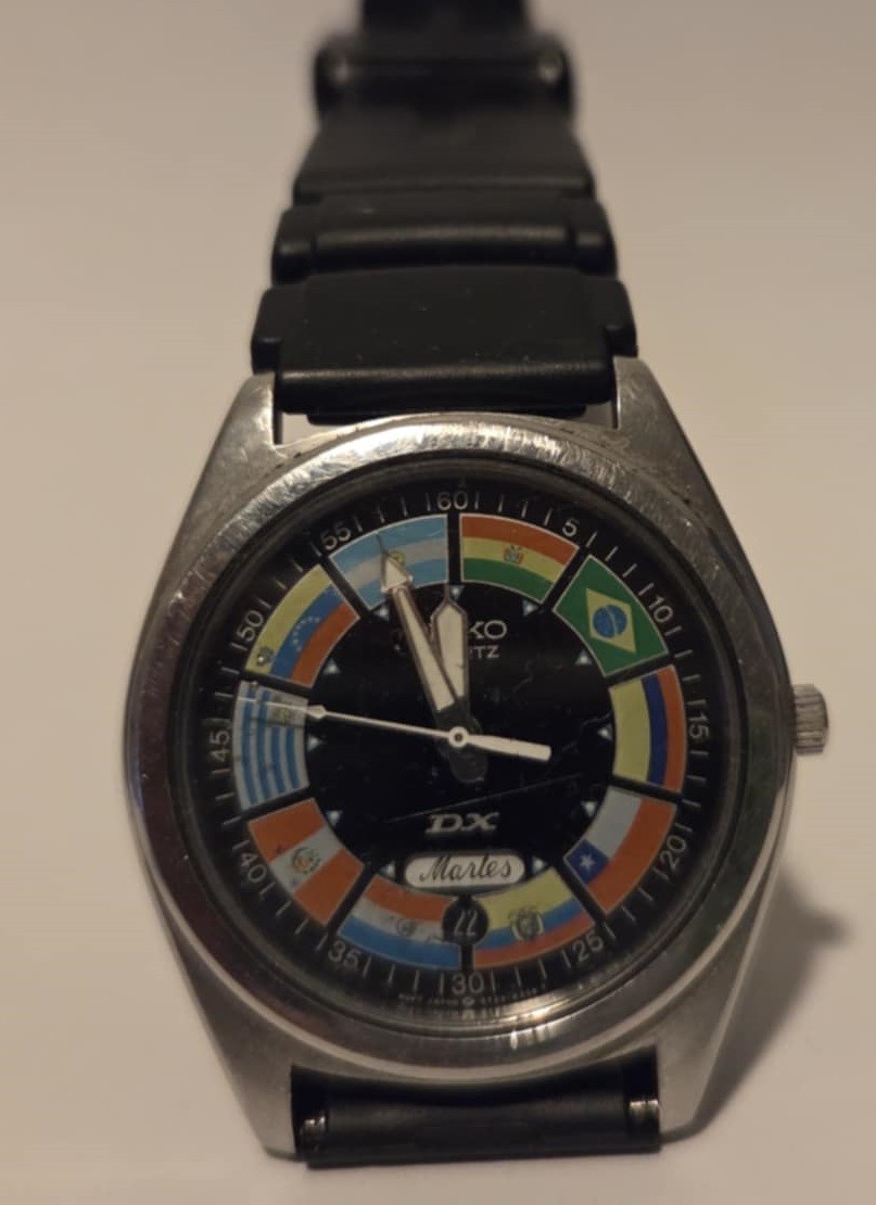 Vintage Rare Silver Seiko Dx World Cup Latin America Flags Pele Watch 1990 Day D