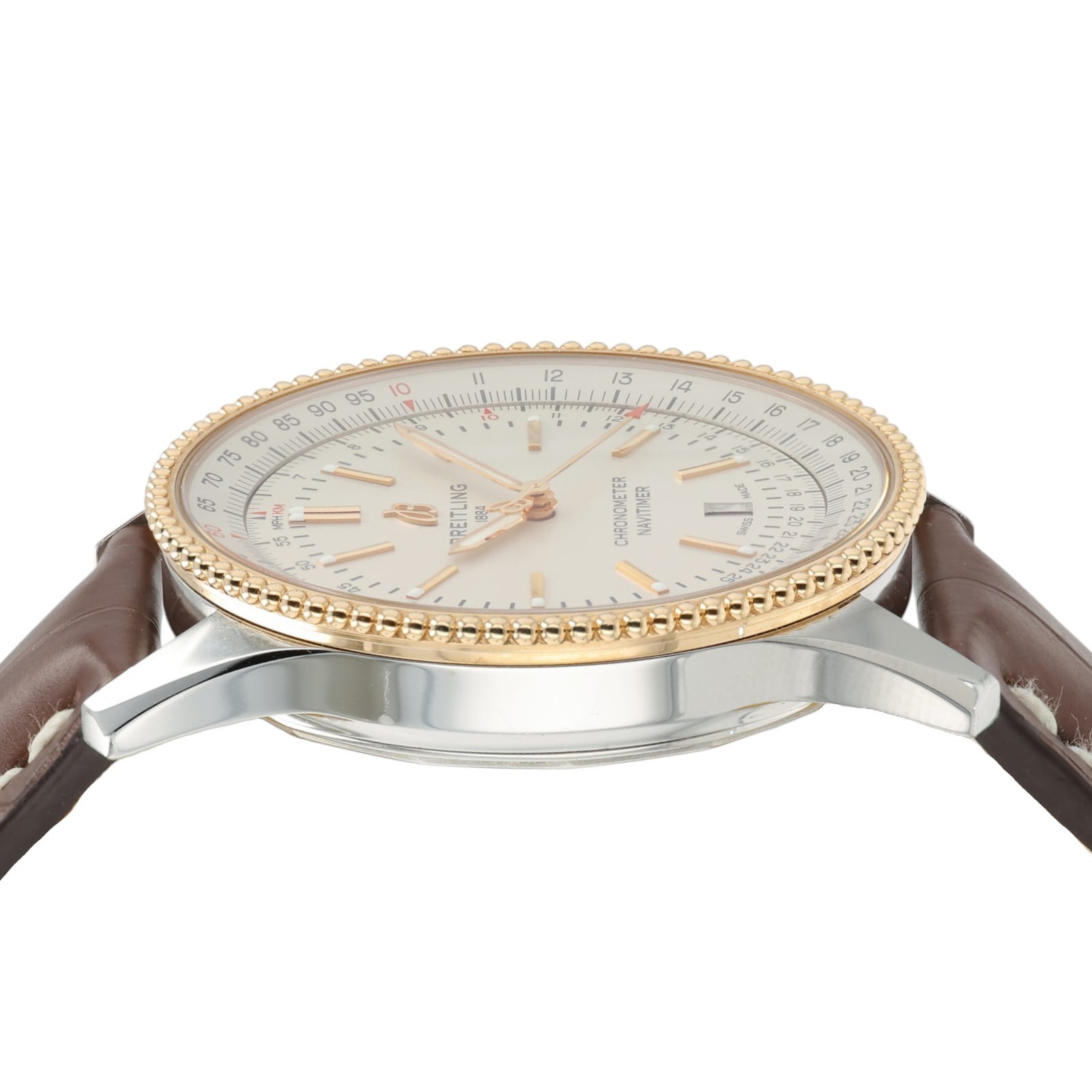 Breitling Navitimer Silver Dial 18k Rose Gold 41mm Automatic Mens Watch U17326