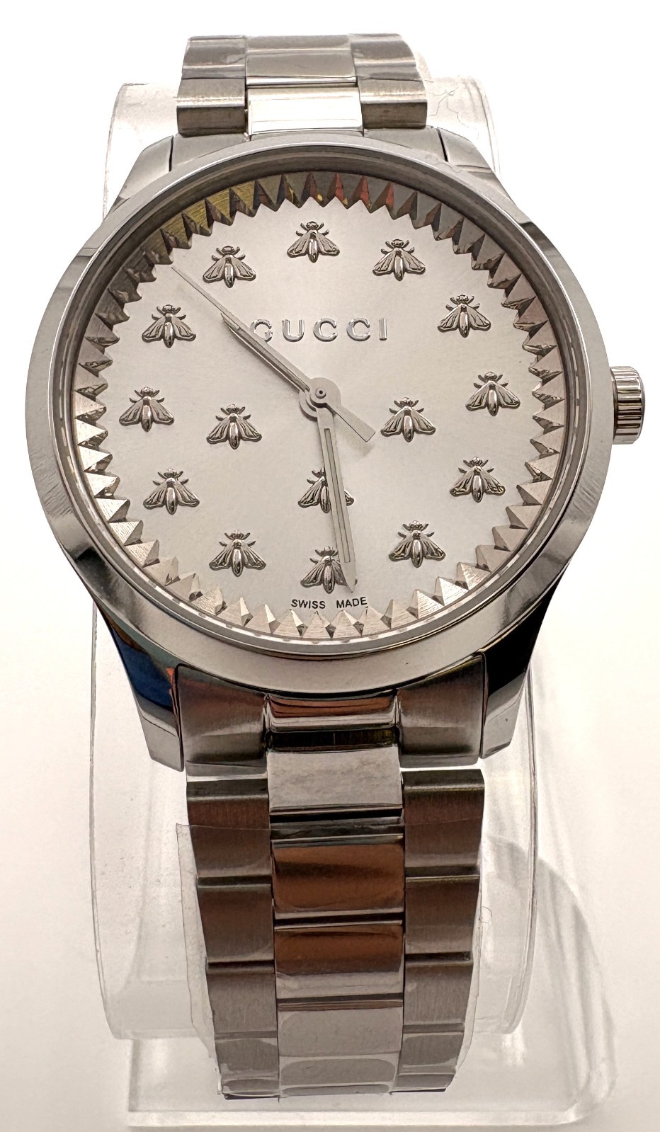 Gucci G-Timeless YA1265031 Silver Dial Bee Motif 32mm Ladies Watch