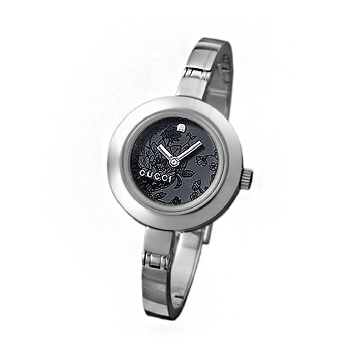 GUCCI 105 Series Diamond Black Flower Dial Ladies Watch YA105510 ~ Great Gift