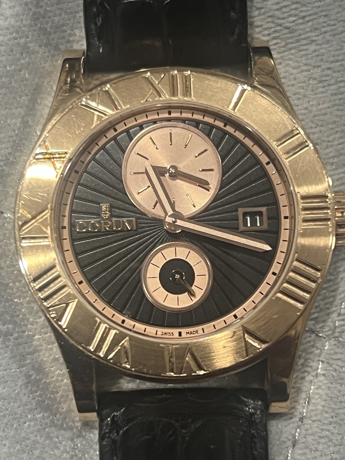 Authentic Corum 18k Rosegold Romvlvs Dual Time Men’s Watch w/Box and Warranty