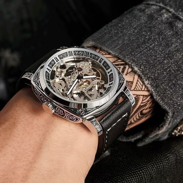 Fully automatic mechanical men’s watch waterproof genuine leather