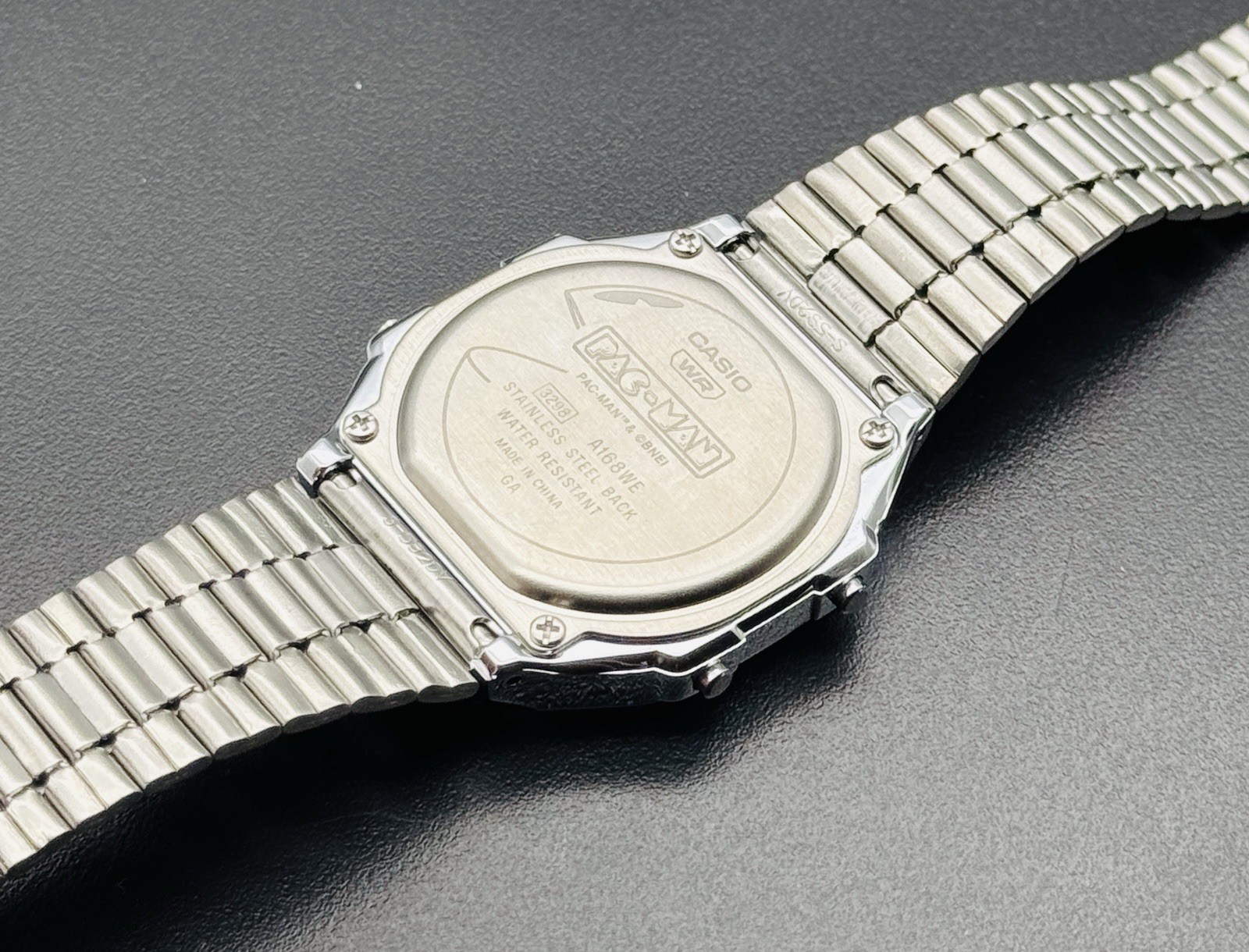 Casio PAC-MAN Retro Watch Digital LCD A168WEPC-7A Silver Illuminator Bracelet