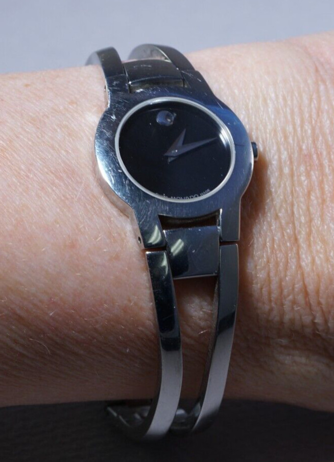 Ladies MOVADO Amorosa Stainless Steel Wristwatch, Model 0607153, NEW BATTERY!