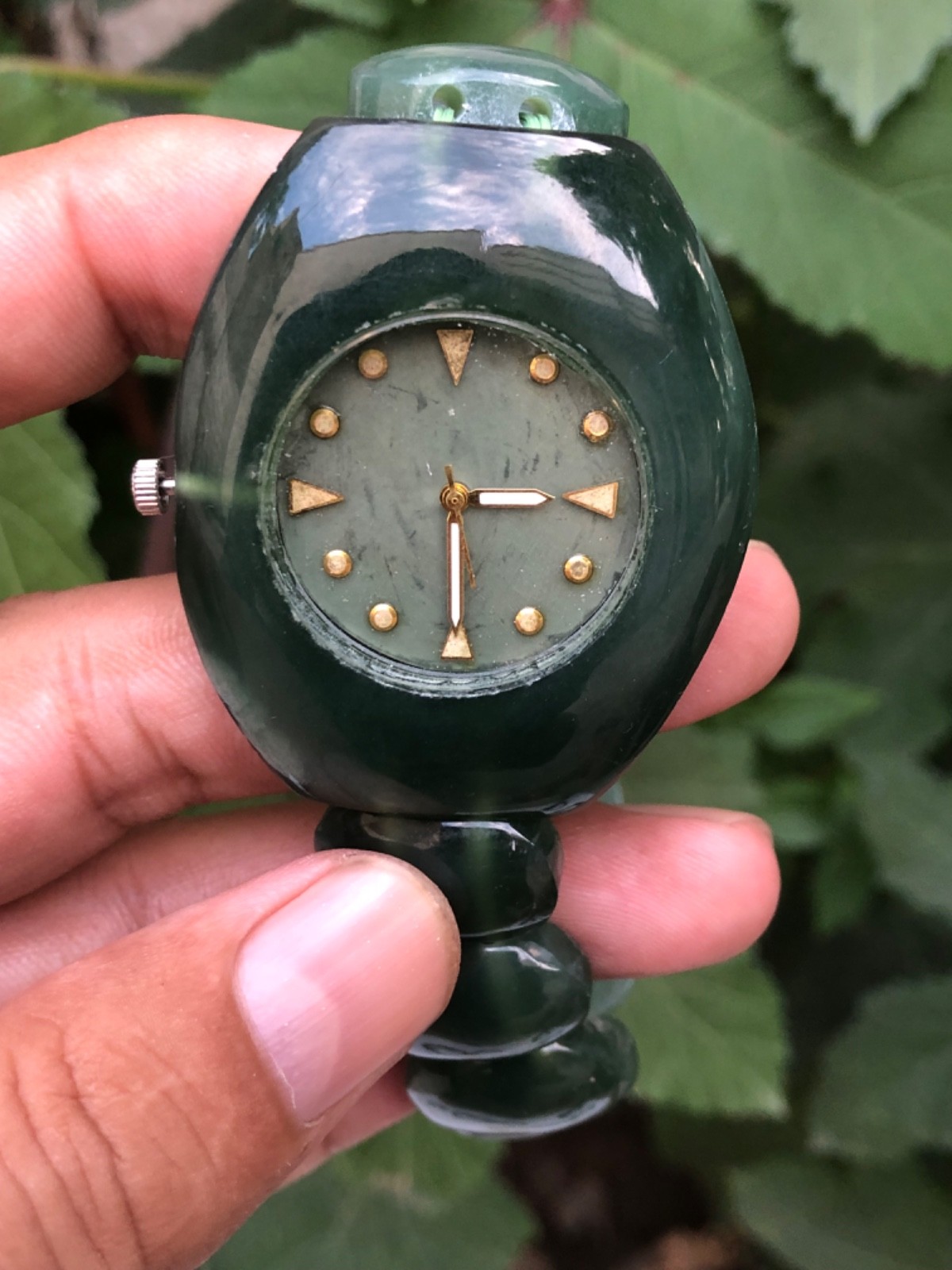 Natural Gemstone Beautiful Serpentine Jade Men/Women Watch Top Quality