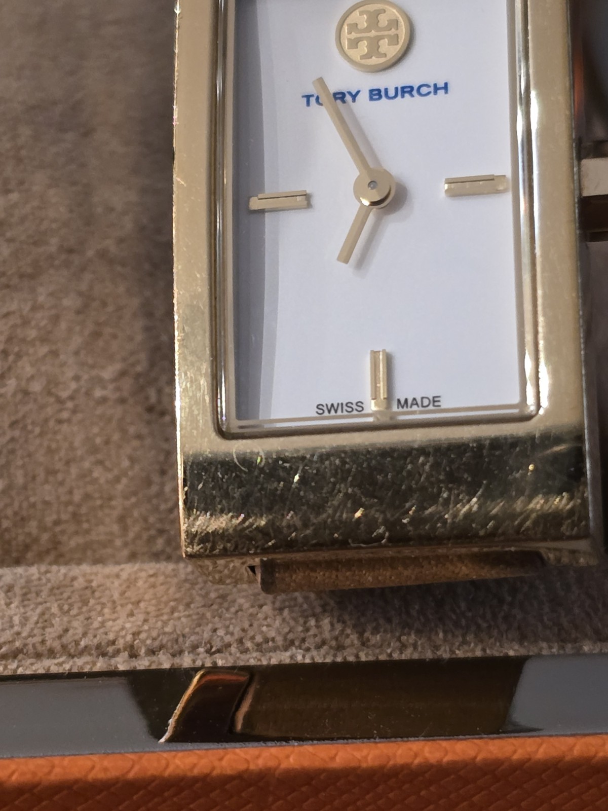 Tory Burch TRB2007 Gold Rectangle Watch Tan Wrap Around Leather Strap NIB