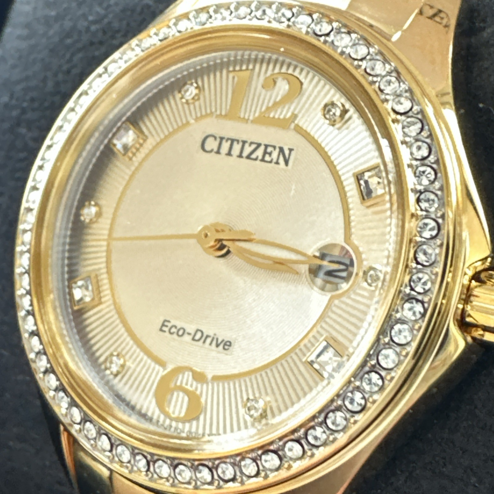 Citizen Women’s Crystal Eco-Drive Gold Stainless Steel Watch 30 MM FE1147-79P