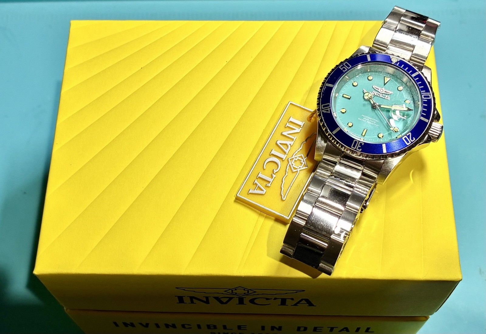 INVICTA PRO DIVER TURQUOISE BLUE BEZEL 40MM STAINLESS STEEL TMI PC32 QUARTZ!