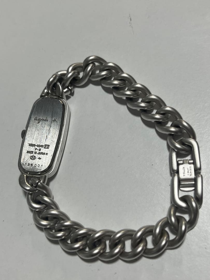 Agnes b Women’s Rectangular Watch Silver Band White Dial Used