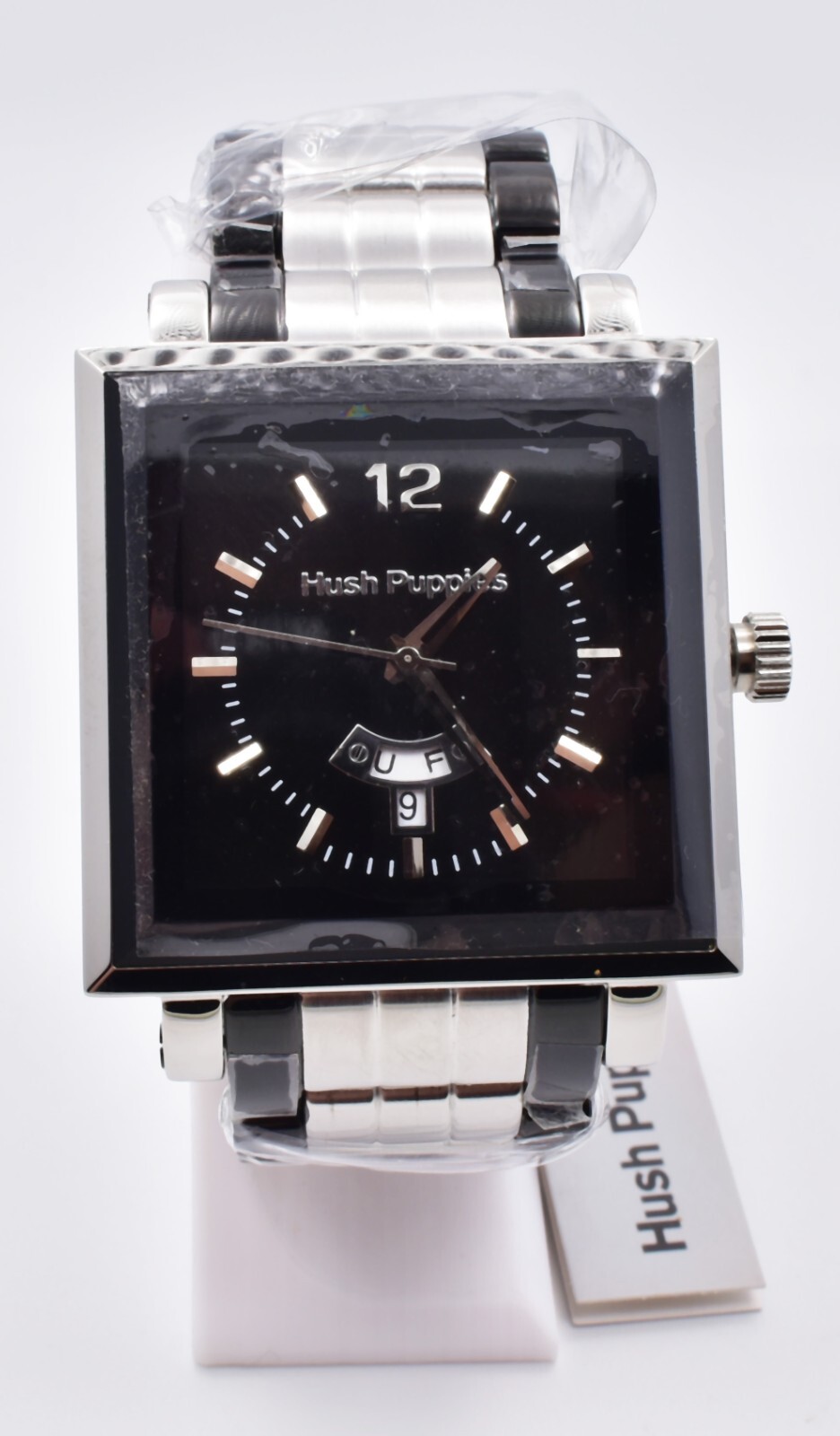 Hush Puppies HP.3568M00.1502 Men’s Watch Square Quartz Steel Day Date NOS w/ Box